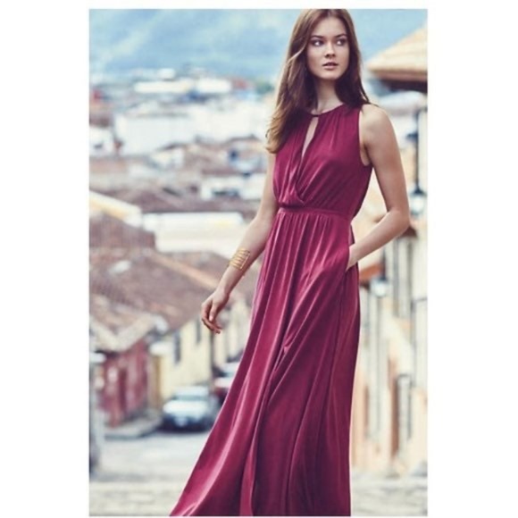 Anthropologie Dresses & Skirts - Moulinette Soeurs Berry Red Sleeveless TERRA Draped Maxi Dress Size S